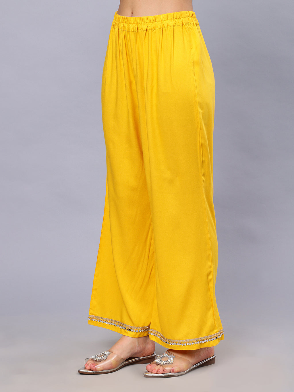 Frolic Rolic Yellow Bandhej Print Silk Blend Tunic & Mustard Rayon Trouser Set