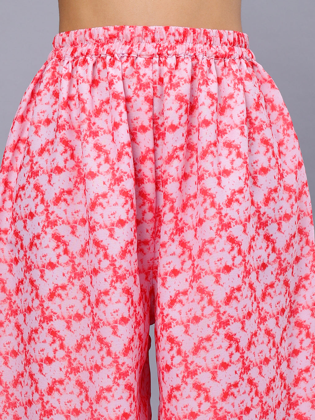 Frolic Rolic Pink & Red Tie Dye Print Georgette Co-Ords Set